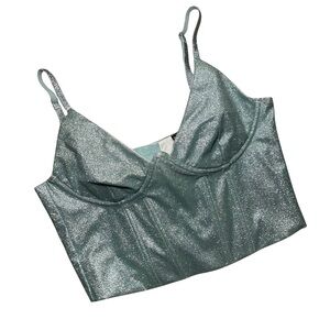 NWT Windsor Light Blue Sparkling Glitter Adjustable Corset Going Out Top
